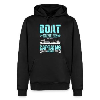 Boat mechanic because captains need heroes too - Men’s Premium Organic Hoodie - black - Front - Nico (187cm)