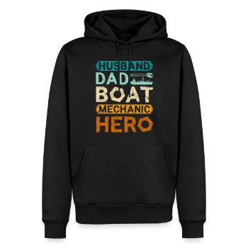 Husband dad boat mechanic hero - Männer Premium Bio Hoodie - Schwarz - Vorne - Nico (187cm)