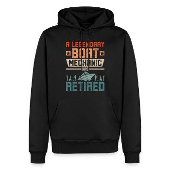 A legendary boat mechanic has retired - Men’s Premium Organic Hoodie - black - Front - Nico (187cm)