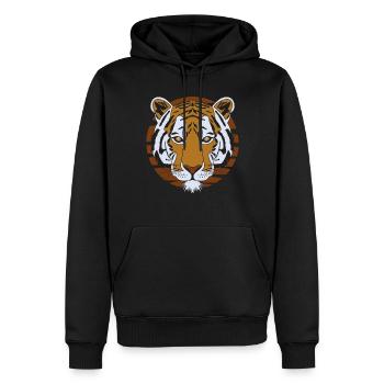 Tiger Motiv - Männer Premium Bio Hoodie - Schwarz - Vorne - Nico (187cm)