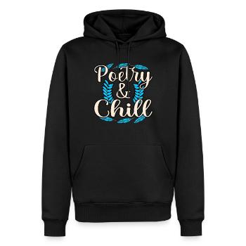 Poésie et Chill Poète Écrivain Auteur - Sweat à capuche Premium bio Homme - noir - Devant - Nico (187cm)