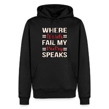 Mots Échec Poésie Parle Poète - Sweat à capuche Premium bio Homme - noir - Devant - Nico (187cm)