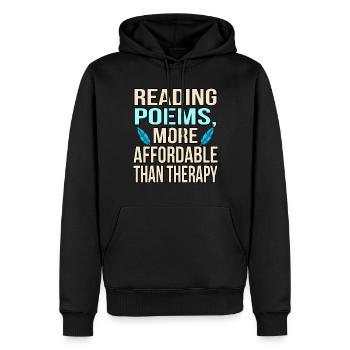 Lire des poèmes est une thérapie plus poétique - Sweat à capuche Premium bio Homme - noir - Devant - Nico (187cm)