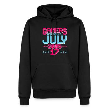 17ème Anniversaire Juillet Vintage 2005 Gamer - Sweat à capuche Premium bio Homme - noir - Devant - Nico (187cm)