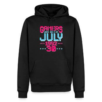 30ème anniversaire Juillet né 1992 Gamer - Sweat à capuche Premium bio Homme - noir - Devant - Nico (187cm)