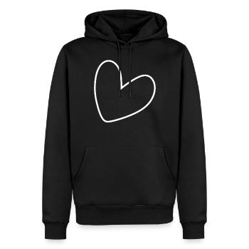 Einfaches Weisses Herz - Männer Premium Bio Hoodie - Schwarz - Vorne - Nico (187cm)