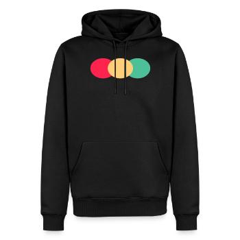Trois ovales - Vert - Rouge - Jaune - Sweat à capuche Premium bio Homme - noir - Devant - Nico (187cm)