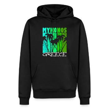 Mykonos Grèce Coucher de soleil - Sweat à capuche Premium bio Homme - noir - Devant - Nico (187cm)