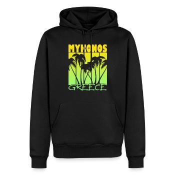 Mykonos Grèce Coucher de soleil - Sweat à capuche Premium bio Homme - noir - Devant - Nico (187cm)