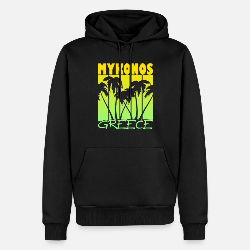 Mykonos Grèce Coucher de soleil - Sweat à capuche Premium bio Homme - noir