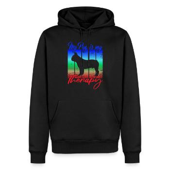 Mon carlin est ma thérapie - Sweat à capuche Premium bio Homme - noir - Devant - Nico (187cm)