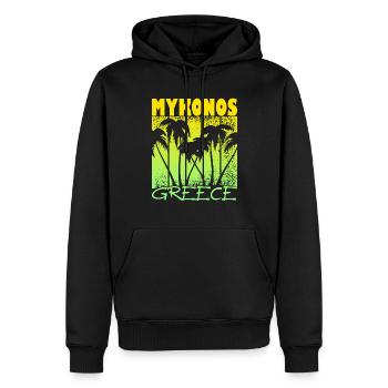 Mykonos Grèce Coucher de soleil - Sweat à capuche Premium bio Homme - noir - Devant - Nico (187cm)