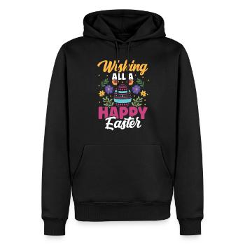 Souhaitons à tous une joyeuse Pâques Pâques Pâques Pâques - Sweat à capuche Premium bio Homme - noir - Devant - Nico (187cm)