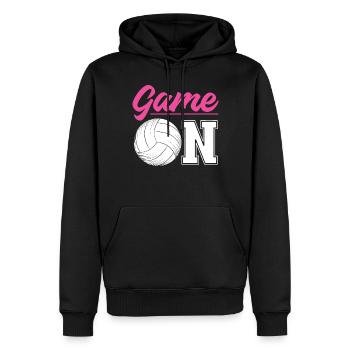 Jeu d’équipe de joueur de volleyball sur - Sweat à capuche Premium bio Homme - noir - Devant - Nico (187cm)