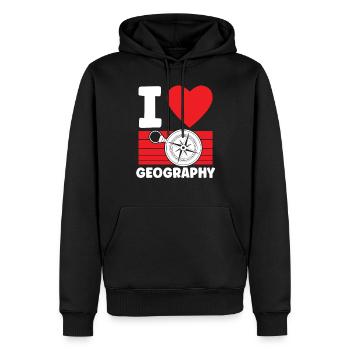 J’adore géographie Géographie Profession Géographie Géographie - Sweat à capuche Premium bio Homme - noir - Devant - Nico (187cm)