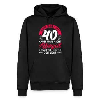 Vierzigster Geburtstag Geschenk 40 Damen - Männer Premium Bio Hoodie - Schwarz - Vorne - Nico (187cm)