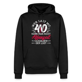 Vierzigster Geburtstag Geschenk 40 Damen - Männer Premium Bio Hoodie - Schwarz - Vorne - Nico (187cm)