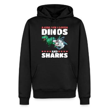 Dinosaurier Great White Shark Ein Mädchen, das - Männer Premium Bio Hoodie - Schwarz - Vorne - Nico (187cm)