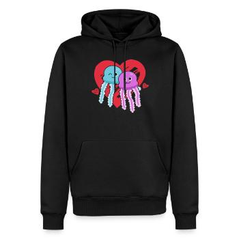 Qualle mit Herz Quallen Herzen Quallen Quallen - Männer Premium Bio Hoodie - Schwarz - Vorne - Nico (187cm)