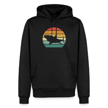 Retro Hai Sonnenuntergang Haifisch Großer weißer - Männer Premium Bio Hoodie - Schwarz - Vorne - Nico (187cm)