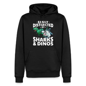 Great White Shark Dino I am easily blown away by sharks - Men’s Premium Organic Hoodie - black - Front - Nico (187cm)