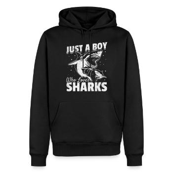 Great White Shark Sharkfish Ich bin nur ein Junge, - Männer Premium Bio Hoodie - Schwarz - Vorne - Nico (187cm)