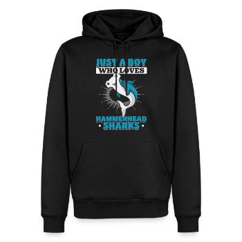 Hai-Liebhaber Ich bin nur ein Junge, der - Männer Premium Bio Hoodie - Schwarz - Vorne - Nico (187cm)