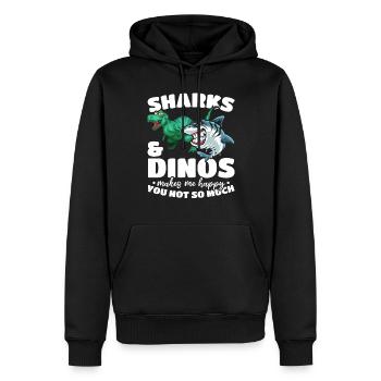 Sharks & Dinos me rend heureux que tu n’aimes pas ça - Sweat à capuche Premium bio Homme - noir - Devant - Nico (187cm)