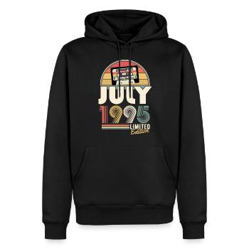Juli 1995 Vintage Jahrgang Geburtstag Geschenk - Männer Premium Bio Hoodie - Schwarz - Vorne - Nico (187cm)
