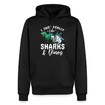 Great White Shark Dinosaur Ich mag Haie & Dinos - Männer Premium Bio Hoodie - Schwarz - Vorne - Nico (187cm)