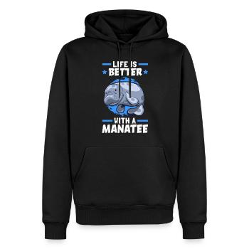 Leben ist besser mit Seekuh Meeressäuger - Männer Premium Bio Hoodie - Schwarz - Vorne - Nico (187cm)