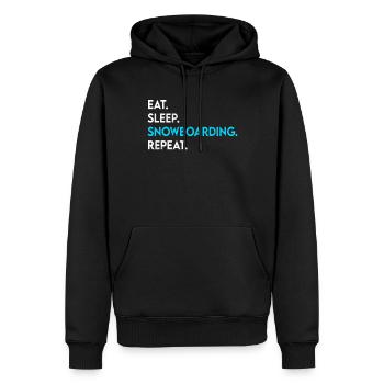 manger dormir snowboard répéter - Sweat à capuche Premium bio Homme - noir - Devant - Nico (187cm)