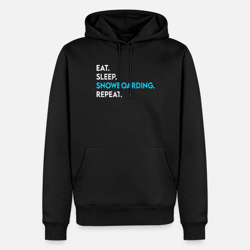 eat sleep snowboarding repeat - Männer Premium Bio Hoodie - Schwarz