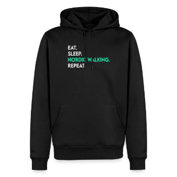 manger du sommeil marche nordique répéter - Sweat à capuche Premium bio Homme - noir - Devant - Nico (187cm)