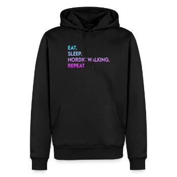 manger du sommeil marche nordique répéter - Sweat à capuche Premium bio Homme - noir - Devant - Nico (187cm)