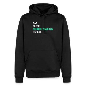 manger du sommeil marche nordique répéter - Sweat à capuche Premium bio Homme - noir - Devant - Nico (187cm)
