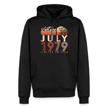 Né en 1979 en juillet - Sweat à capuche Premium bio Homme - noir - Devant - Nico (187cm)