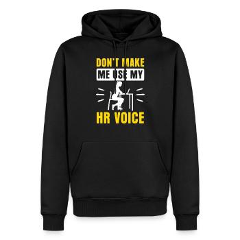 Ne me forcez pas à utiliser ma voix hr - Sweat à capuche Premium bio Homme - noir - Devant - Nico (187cm)