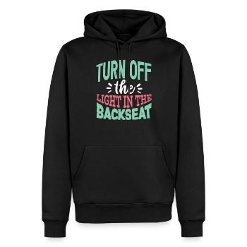 Turning off the light in the back Father Papa - Men’s Premium Organic Hoodie - black - Front - Nico (187cm)