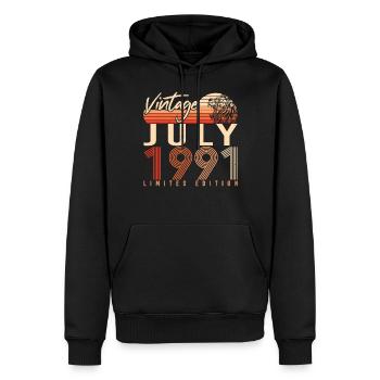 1991 Juli Geschenkidee - Männer Premium Bio Hoodie - Schwarz - Vorne - Nico (187cm)