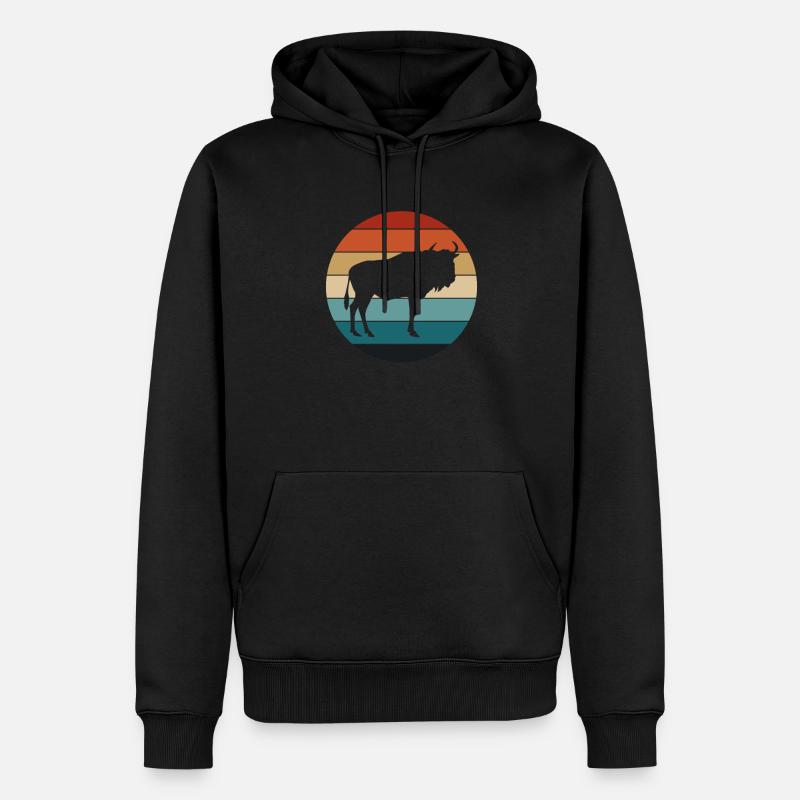 Retro Gnu Weißschwanzgnu Weißbartgnu Afrika - Männer Premium Bio Hoodie - Schwarz
