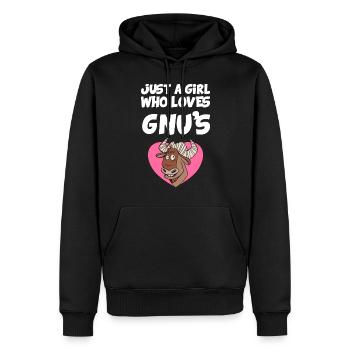 Juste une fille qui aime GNU - Sweat à capuche Premium bio Homme - noir - Devant - Nico (187cm)