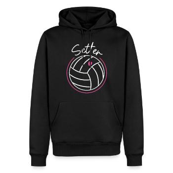 Joueur de volleyball Team Setter - Sweat à capuche Premium bio Homme - noir - Devant - Nico (187cm)