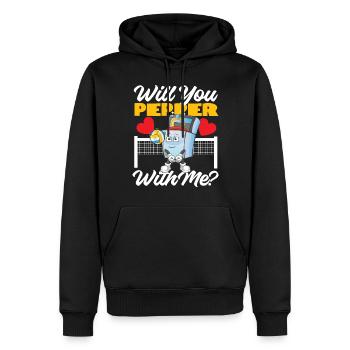Mariage de l’équipe de joueurs de volleyball - Sweat à capuche Premium bio Homme - noir - Devant - Nico (187cm)