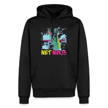 Joueur de volleyball Équipe Ninja 80s - Sweat à capuche Premium bio Homme - noir - Devant - Nico (187cm)