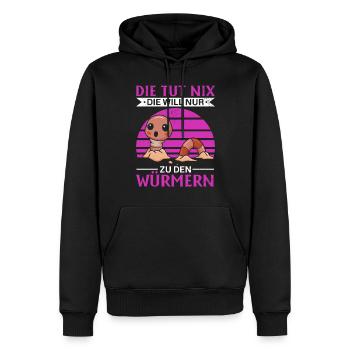 Die Tut Nix Die Will Nur Zu Den Würmern - Männer Premium Bio Hoodie - Schwarz - Vorne - Nico (187cm)