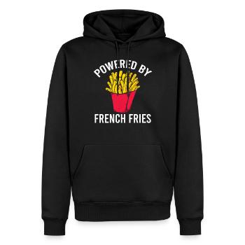 Propulsé par Français Fries - Amateurs de restauration rapide - Sweat à capuche Premium bio Homme - noir - Devant - Nico (187cm)