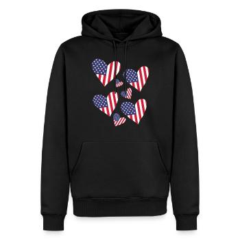 US-Flagge 4. Juli Amerikanische Flaggen Herzen 4. - Männer Premium Bio Hoodie - Schwarz - Vorne - Nico (187cm)