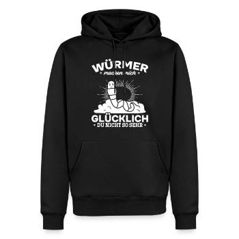Würmer machen mich glücklich Du nicht so sehr - Männer Premium Bio Hoodie - Schwarz - Vorne - Nico (187cm)