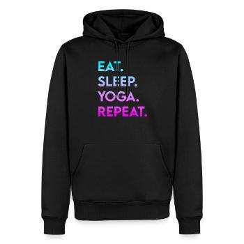 manger du yoga du sommeil répéter - Sweat à capuche Premium bio Homme - noir - Devant - Nico (187cm)